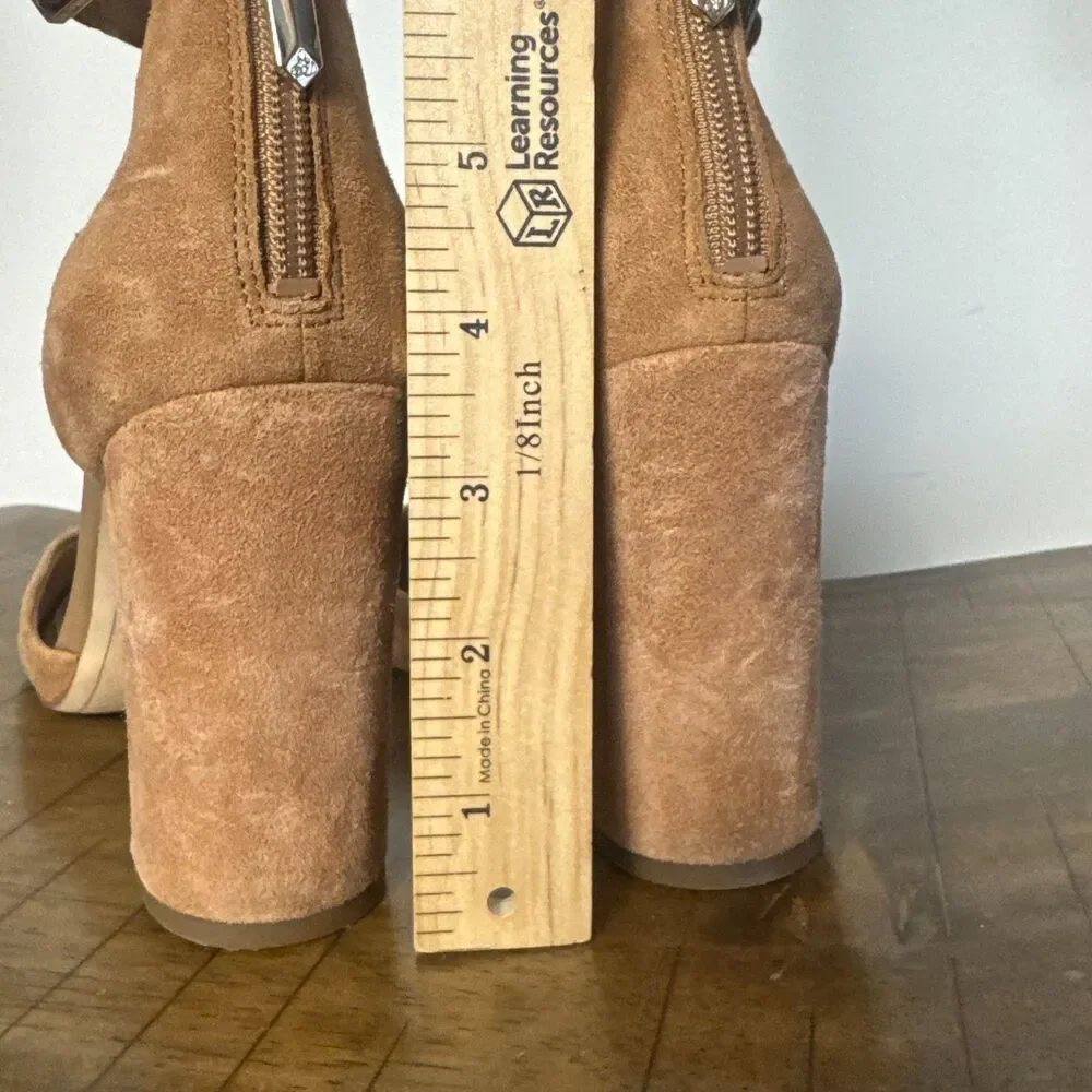 Sam Edelman Nude Suede Party Heels Women's 8 Closed Toe Strappy Pumps